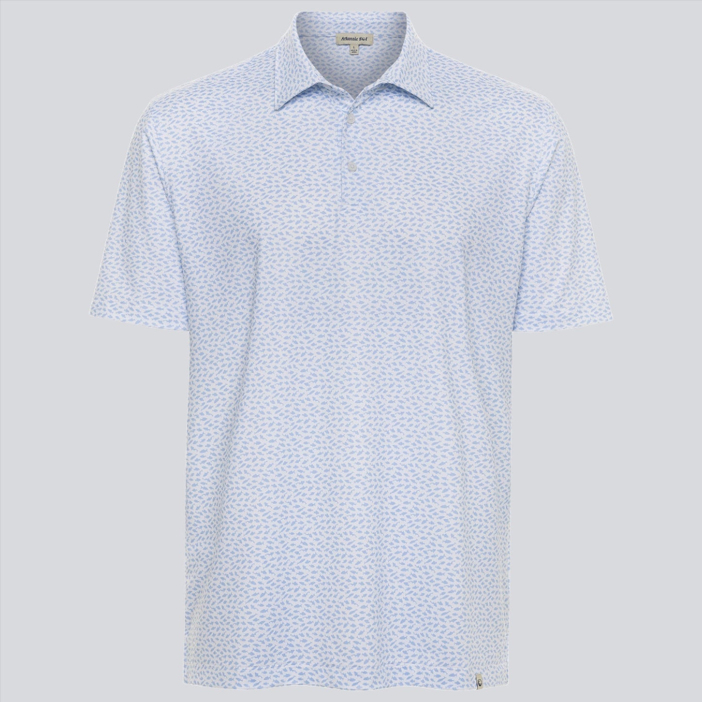 Atlantic Sol Island Polo - Mini Fish Print White